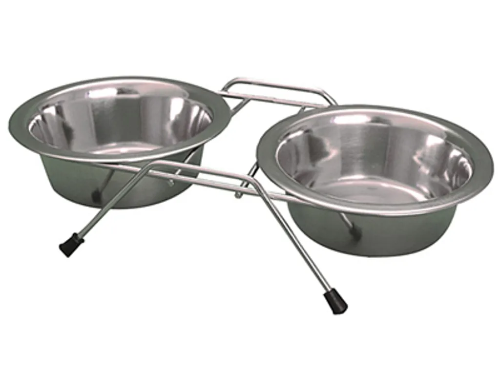Barry King Ciotola Doppia in Metallo 1,8L con Supporto | Acquista Ora
