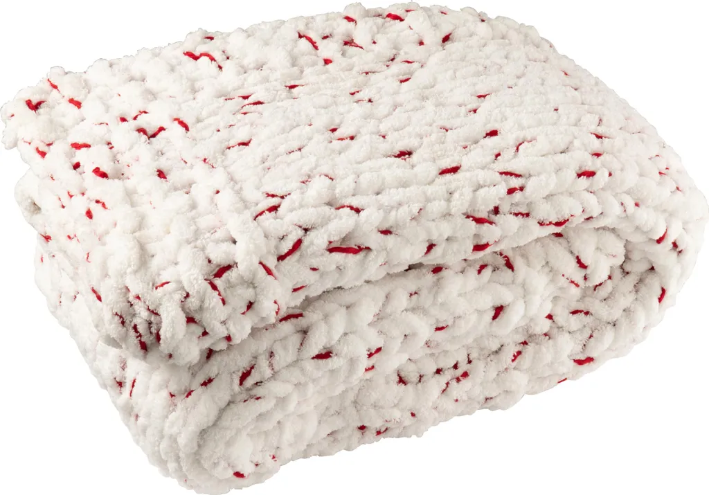 Plaid tricoté de Noël blanc et rouge en maille douce pour le salon