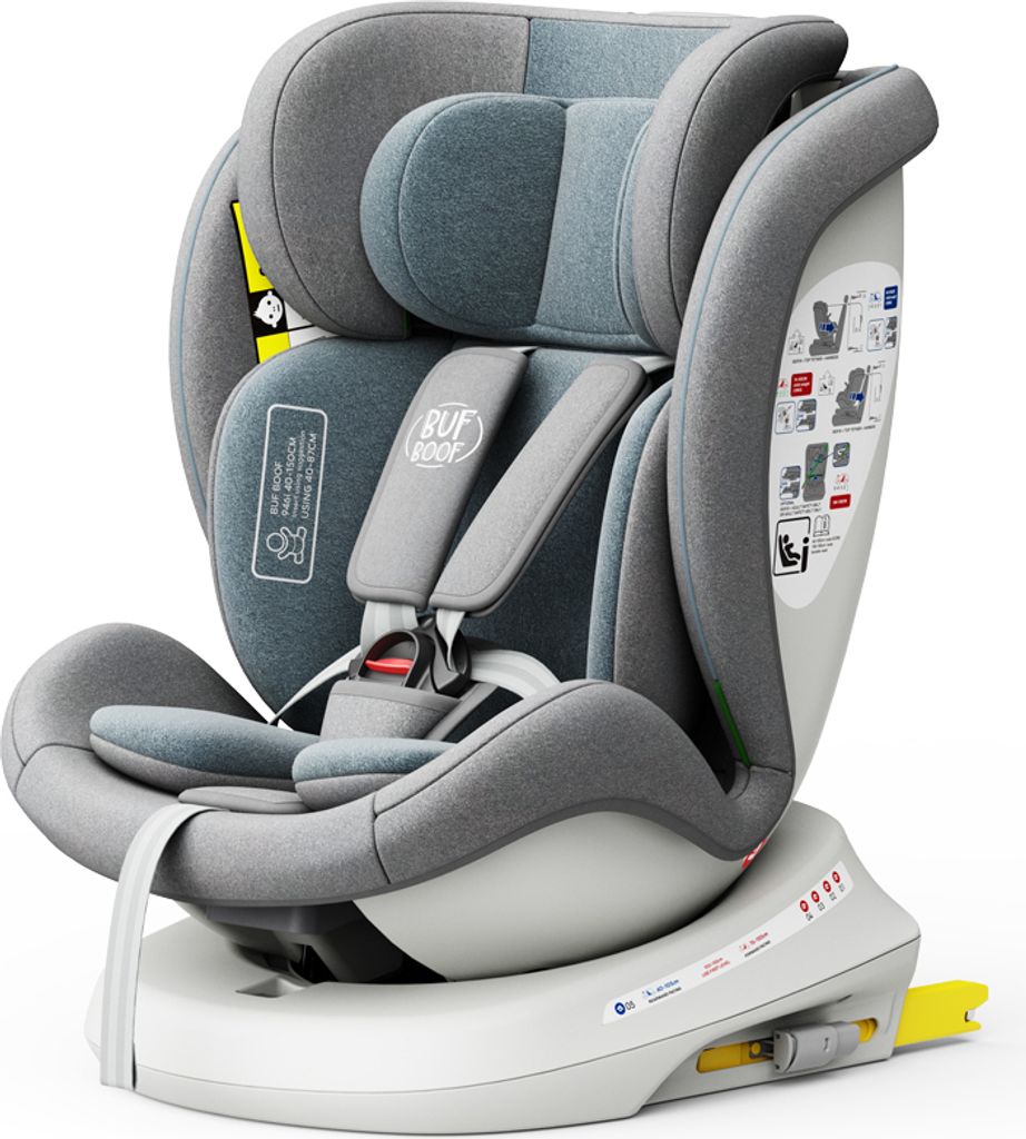 Tweety Plus DELUXE iSizeLightBlue Kindersitz mit 360 Grad drehbarem Isofix-System-BUF BOOF 0, 36 kg