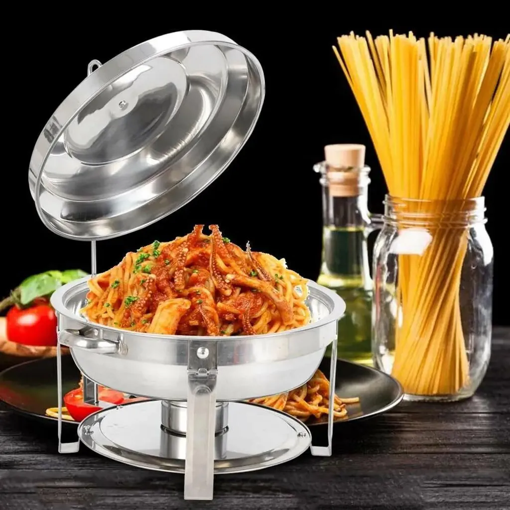 Scaldavivande Rotondo 7,5L Acciaio Inox Professionale per Catering e Buffet - 6