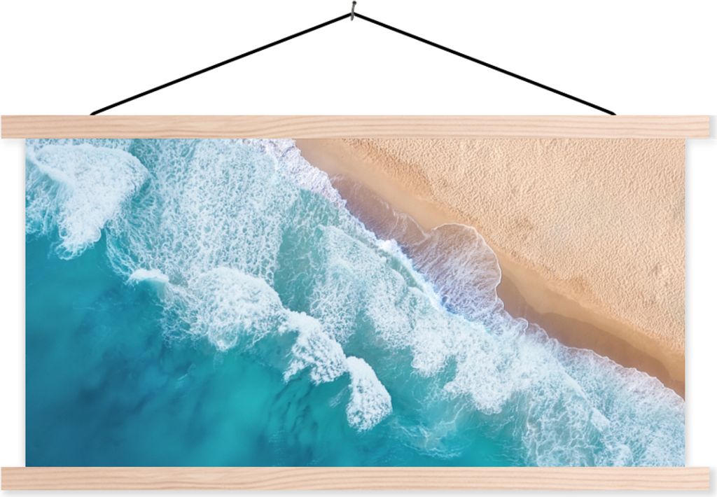 MuchoWow Textilposter Meer - Golf - Sommer 60x30 cm mit holzfarbenen Rahmen - Dekoration