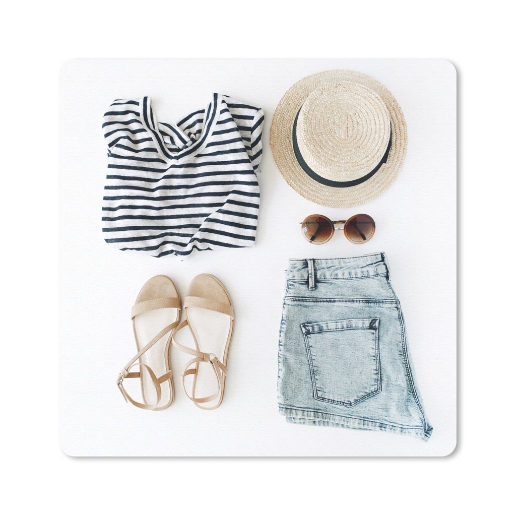 MuchoWow Mauspad Mousepad Tropical - Hut - Sonnenbrille 30x30 cm - Mousepads - Maus Mat - Pad - Mausunterlage - Gaming