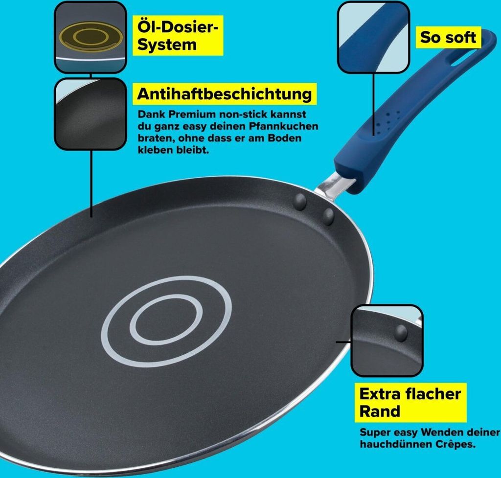 Tasty Crêpepfanne 26 cm, Pfannkuchenpfanne mit Softtouch-Griff