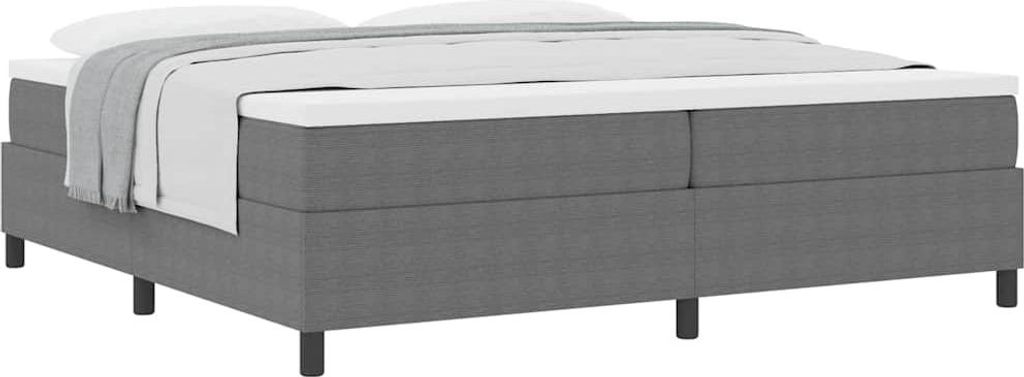 Boxspringbett Hellgrau und Weiß 200 x 200 cm Cordstoff