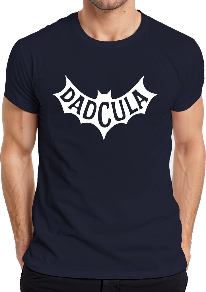 DADCULA Vatertag Papa Lustig Halloween Vampir Fledermaus Humor Herren T-Shirt, Navy, XXL