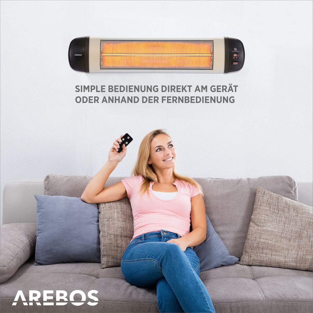 Promiennik podczerwieni AREBOS 2500 W, z pilotem zdalnego Zdjęcie produktu 2