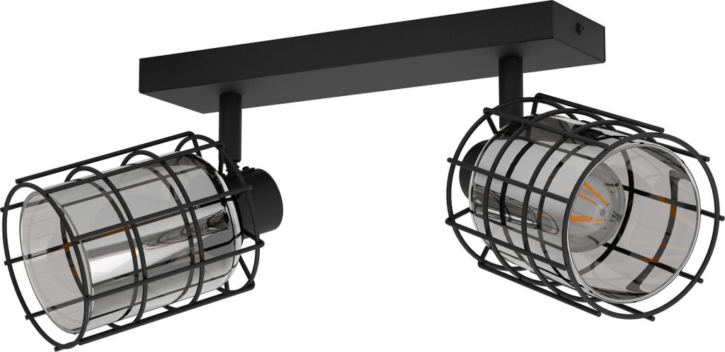 EGLO Deckenlampe Consaca, Deckenleuchte, Deckenstrahler aus Metall, Rauchglas, Wohnzimmerlampe in Schwarz, Schwarz-Transparent, E27, Deckenspot