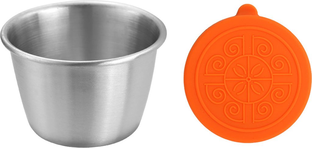 1/6-teiliger Dip-Becher, Soßenbecher aus Edelstahl mit auslaufsicherem Deckel, 70 ml, wiederverwendbarer Gewürzbehälter für Lunchboxen, Picknicks