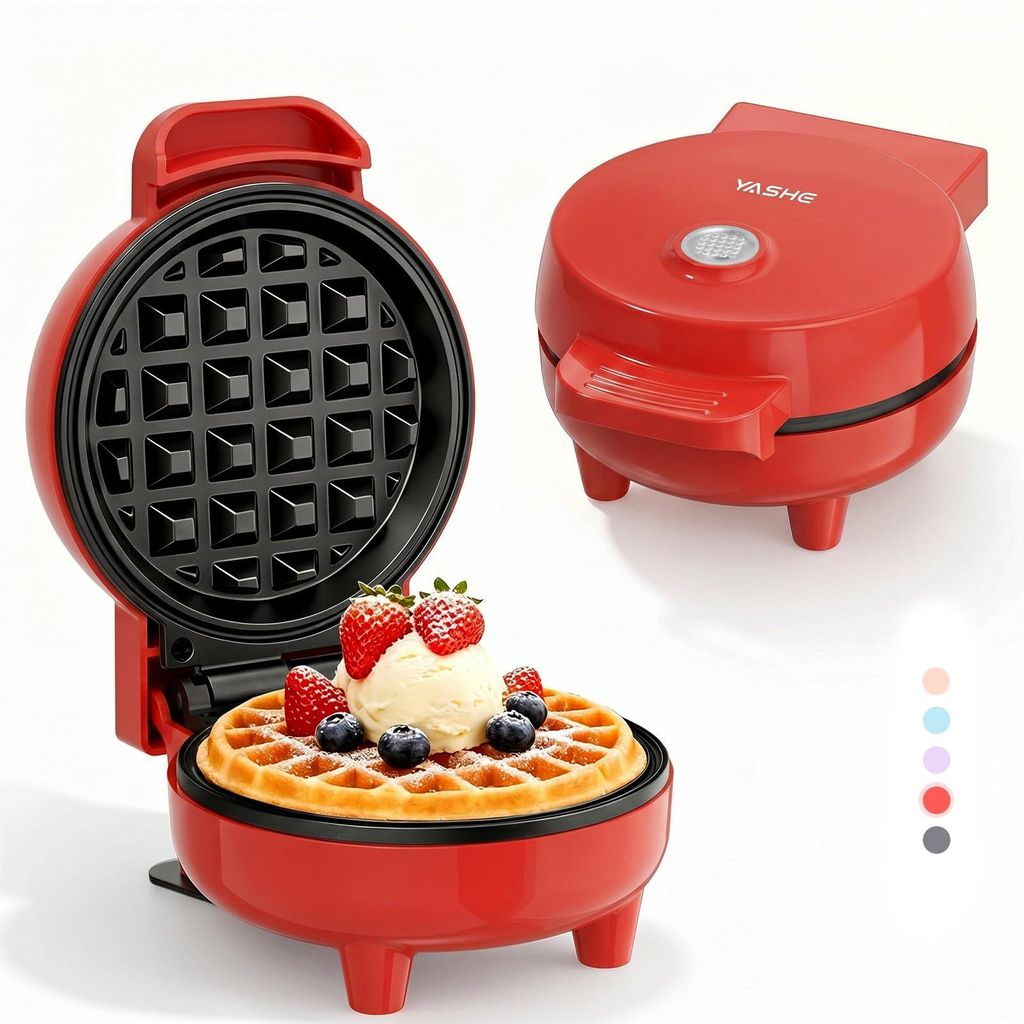 YASHE Mini gaufrier ABW59C, 550 W, plaque 10 cm, Image du produit 