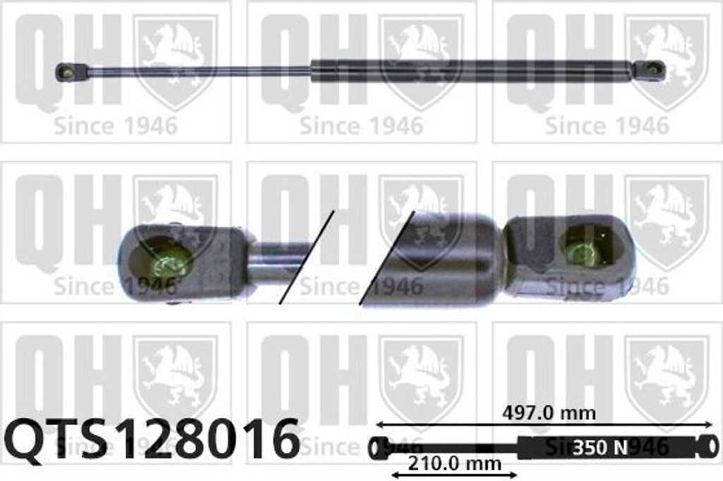 QUINTON HAZELL QTS128016 Gasfeder Heckklappendämpfer für TALBOT Simca 1501 497mm