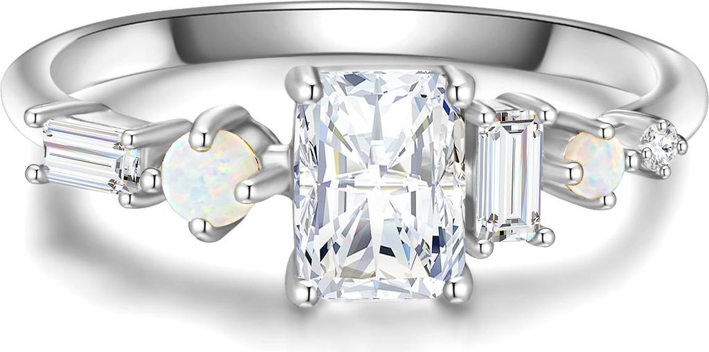 Ring Sterling Silber Opal (synth.) Zirkonia weiß 48