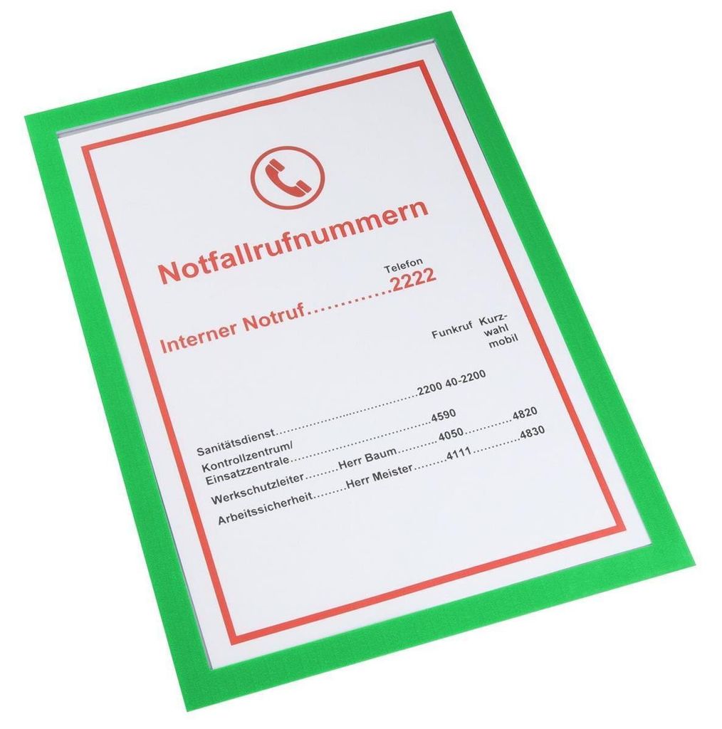 Selbstklebender Magnetrahmen, Format DIN A4, Außenmaße: 240 x 330 mm, Grün, Verpackungseinheit: 5 STK