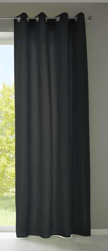 1er Set Vorhänge Schal Ösen »Berlin« HxB 245x140 cm Schwarz Produktbild 