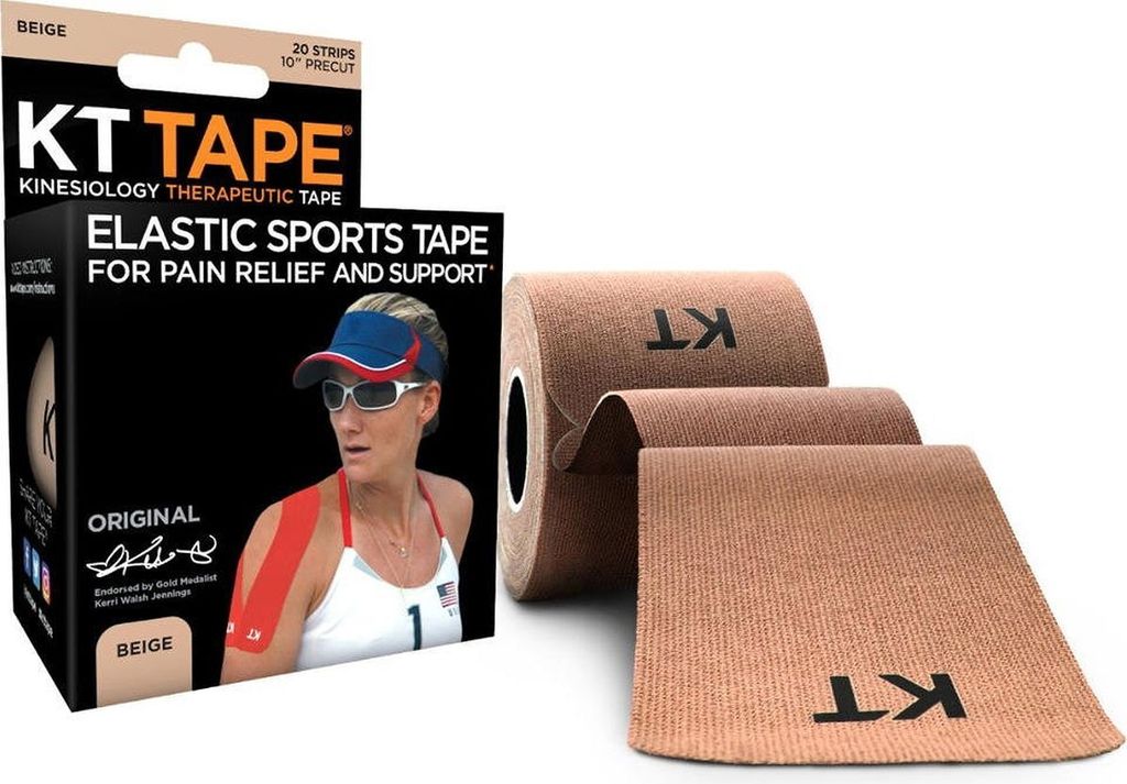 KT Tape Original Tape Vorgeschnittenes (5 X 25 Cm) - 20 Pcs - 5 Meter - Beige | Größe: ONE SIZE