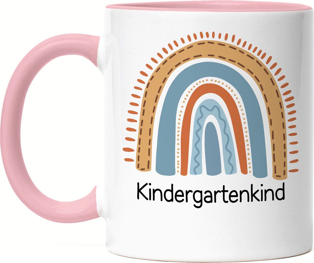 Kindergartenkind Tasse Rosa Geschenk Kindergarten Start Kita Regenbogen Sterne Buntes Motiv Strahlen