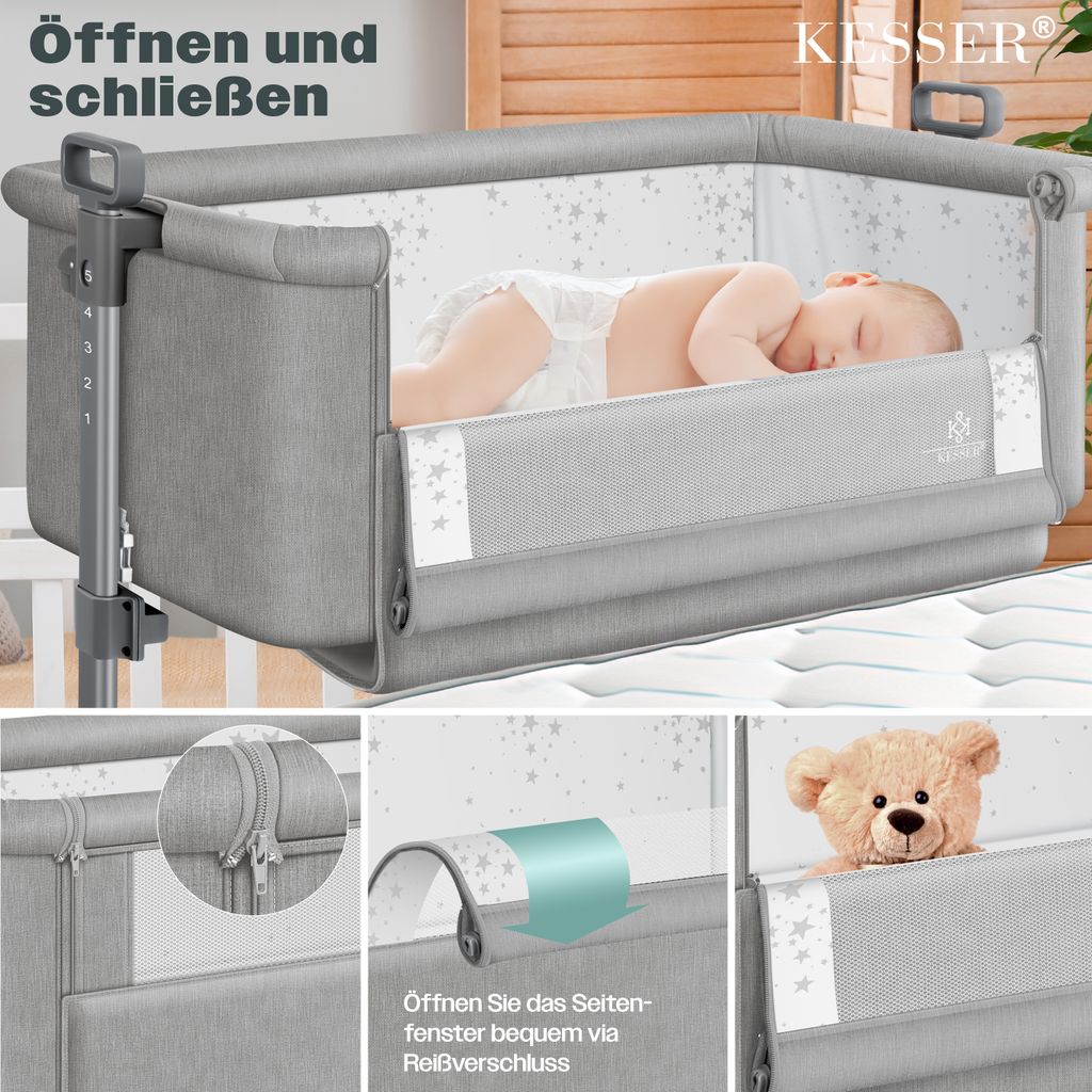 KESSER® Zustellbett Hubi 3in1 Baby Beistellbett Reisebett Produktbild 4