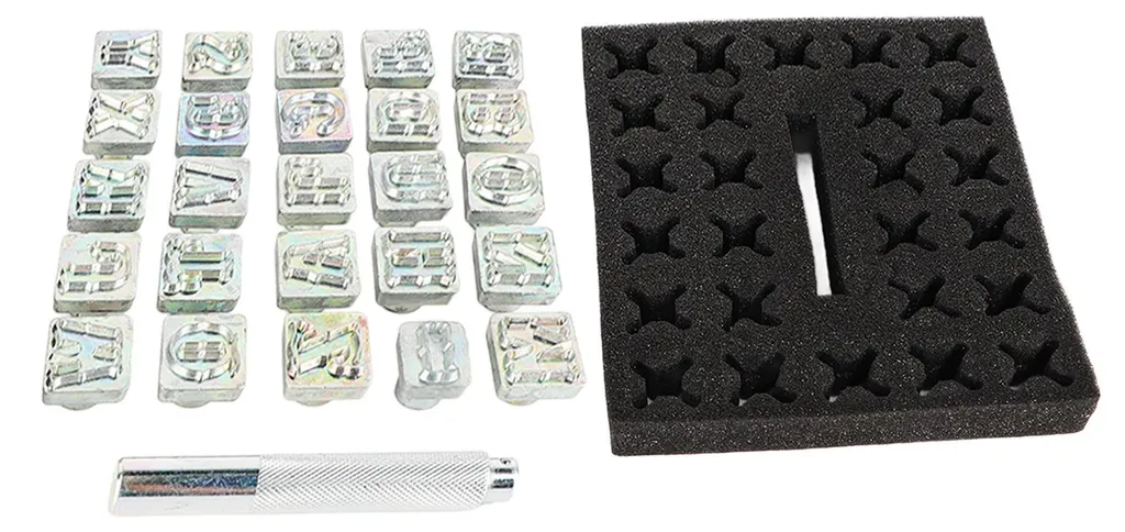 Marquage Cuir sans Dérapage - Set de Tampons Lettres avec Manche Stable