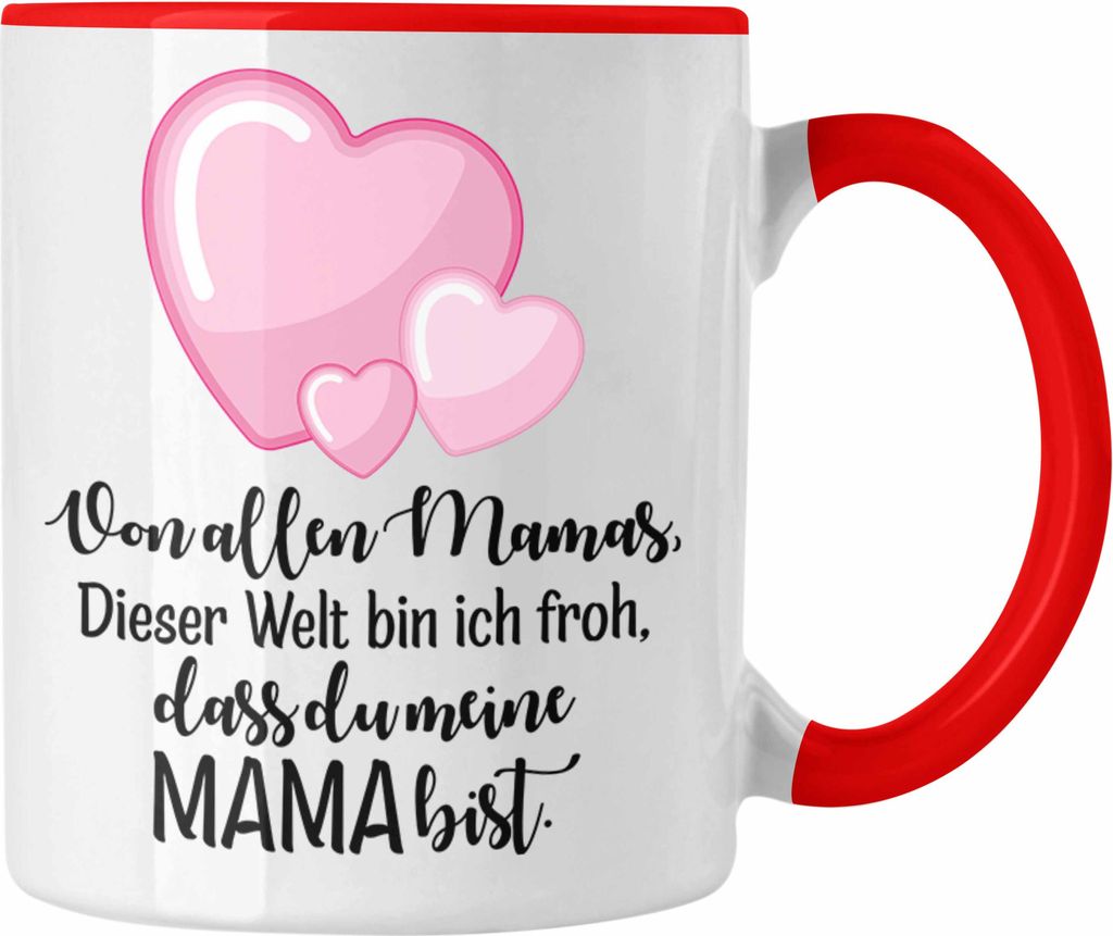 Trendation - Beste Mutter Mama Tasse Geschenk von Tochter zum Geburtstag Weihnachten Kaffeetasse Lustig Geschenke Muttertag Muttertagsgeschenk (Rot)
