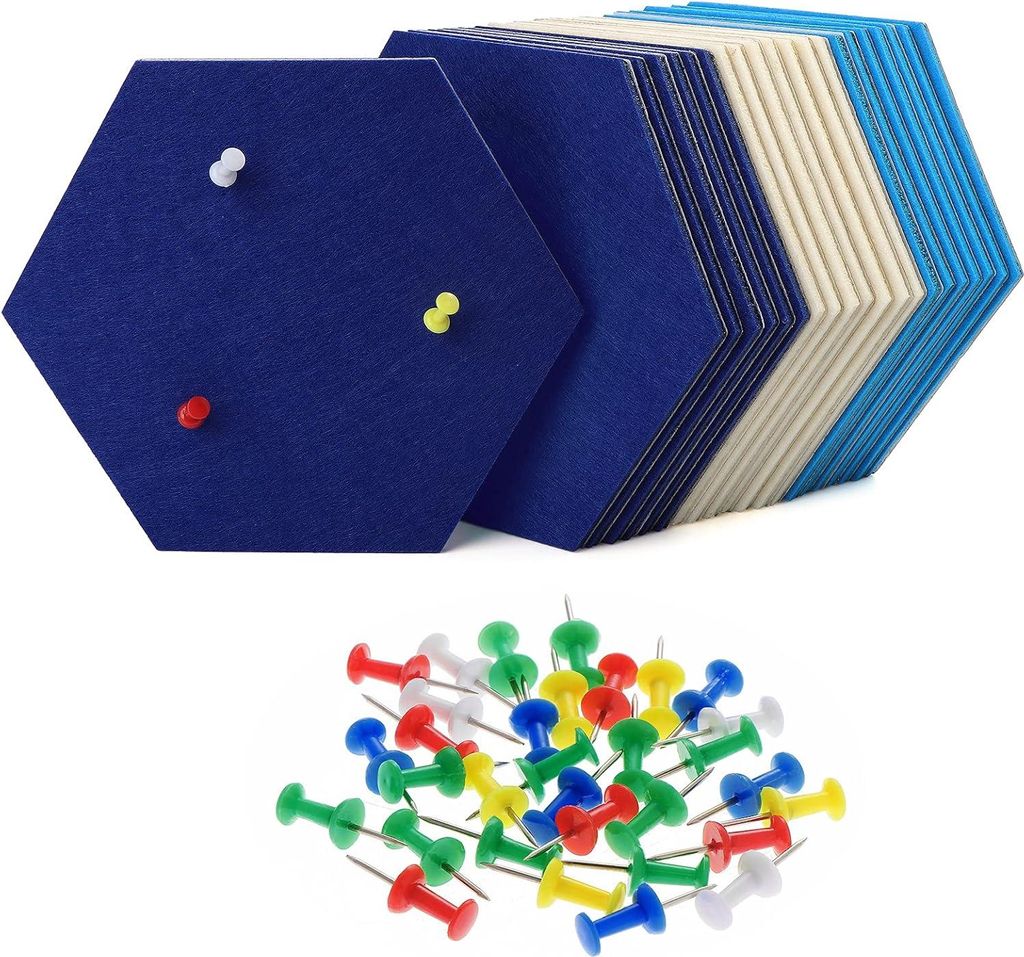Filz-Pinnwand - Dekoration für Zuhause und Büro - 21 Stück - Weiß/Blau