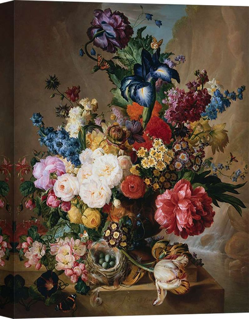 Leinwandbilder mit Stillleben - Jan Van Os, Poppies, Peonies and other Flowers in a Terracotta Vase – 70x50 cm