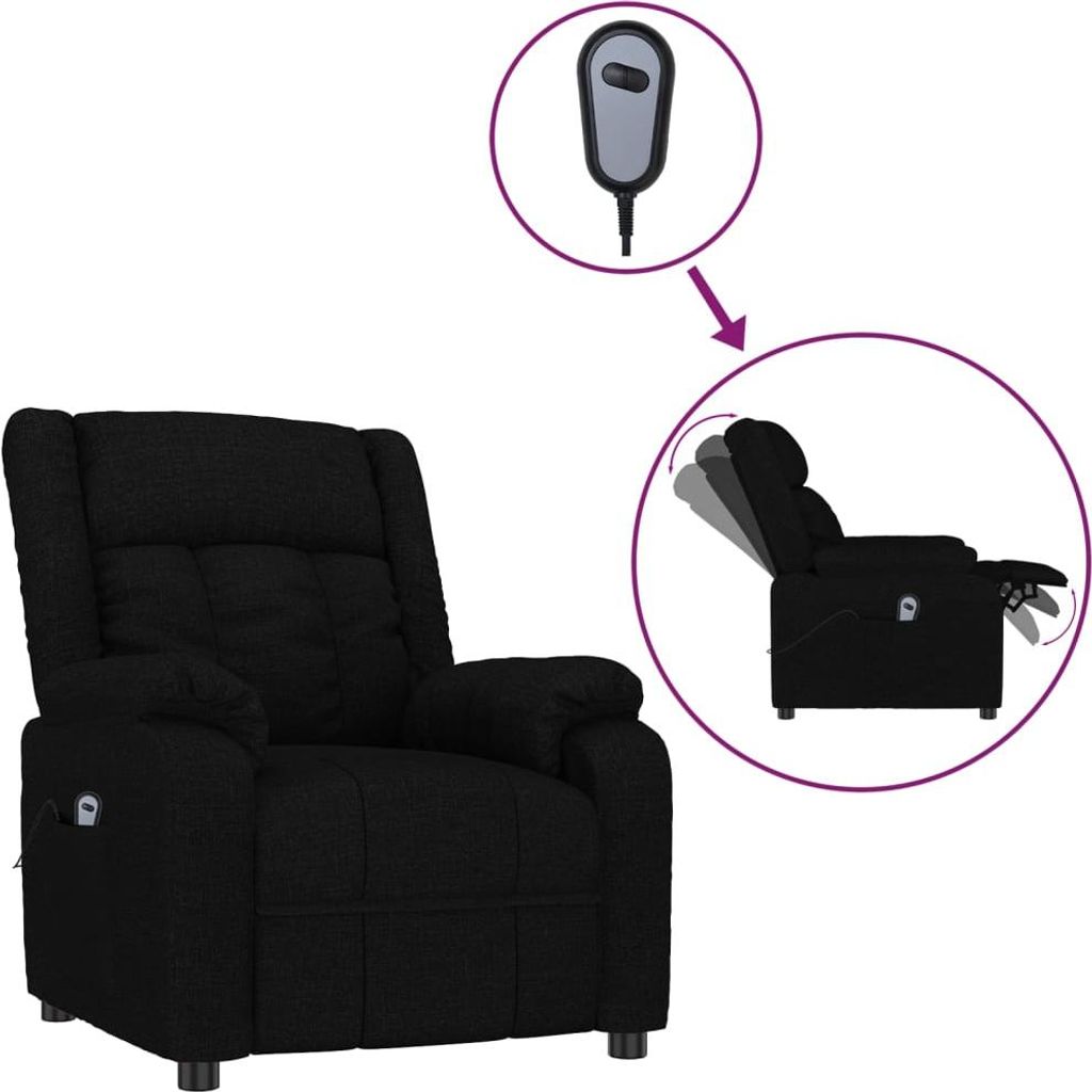 vidaXL Relaxsessel Elektrisch Schwarz Stoff