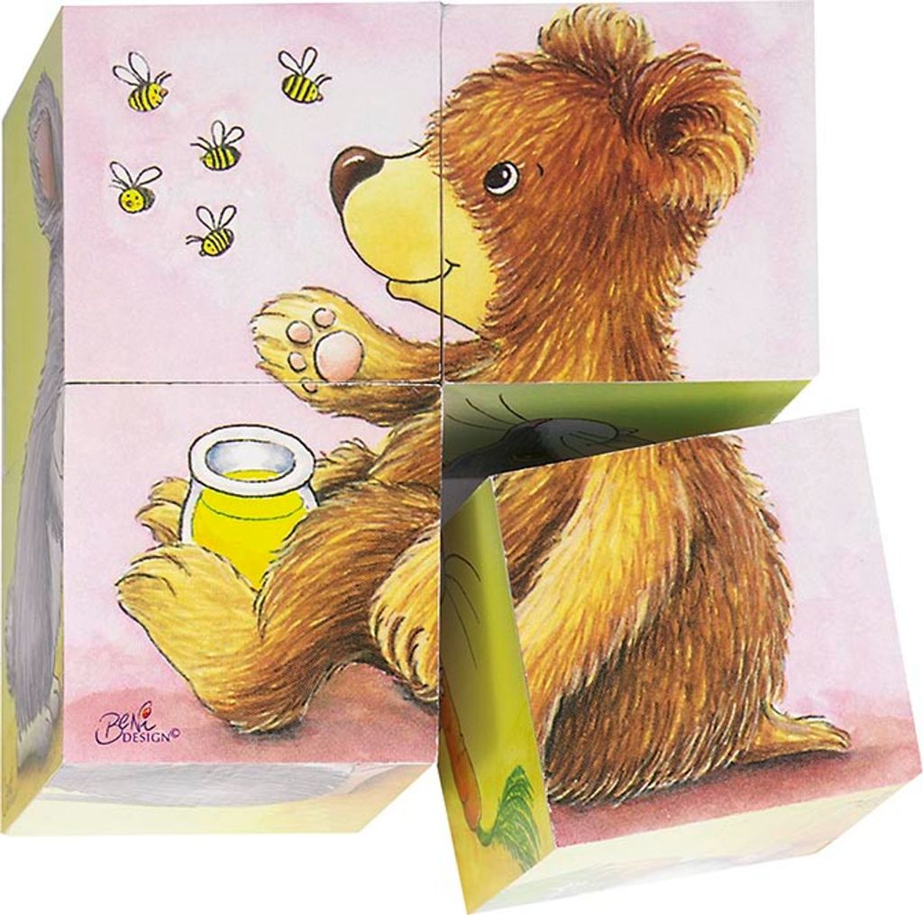 goki Würfelpuzzle 4T Tierkinder Produktbild 