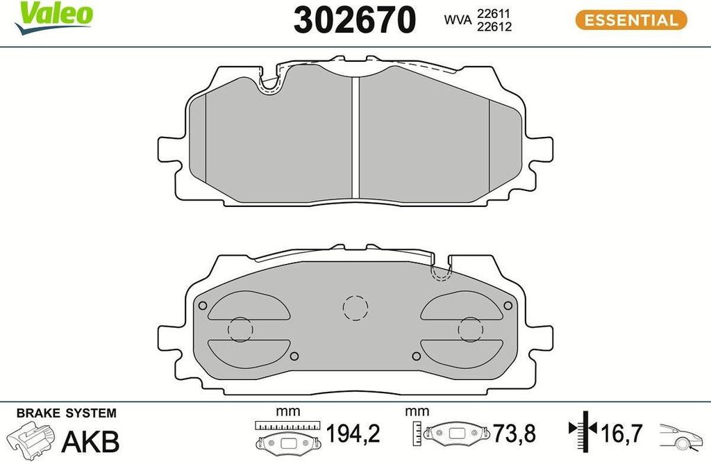 VALEO Bremsbeläge Satz Vorne für VW Touareg (CR7) 302670