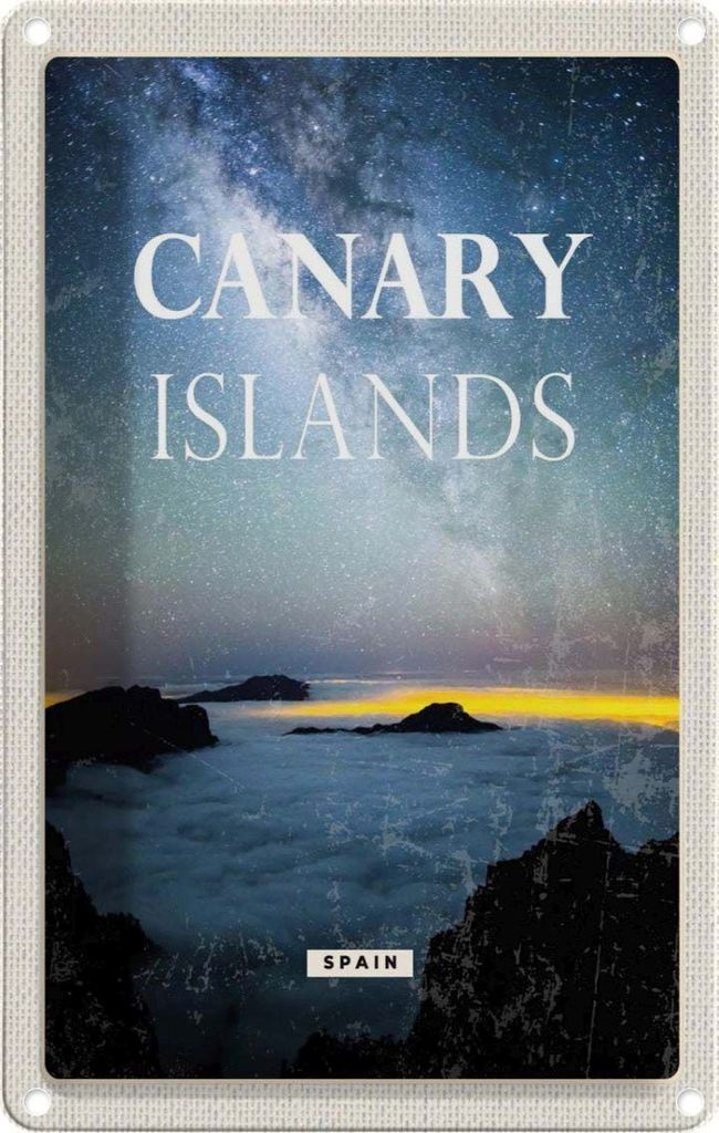 vianmo Blechschild 30x20 cm Canary islands Spain Nacht Sterne Bildmotiv Reisemotiv Abenteuer Reisen Urlaub