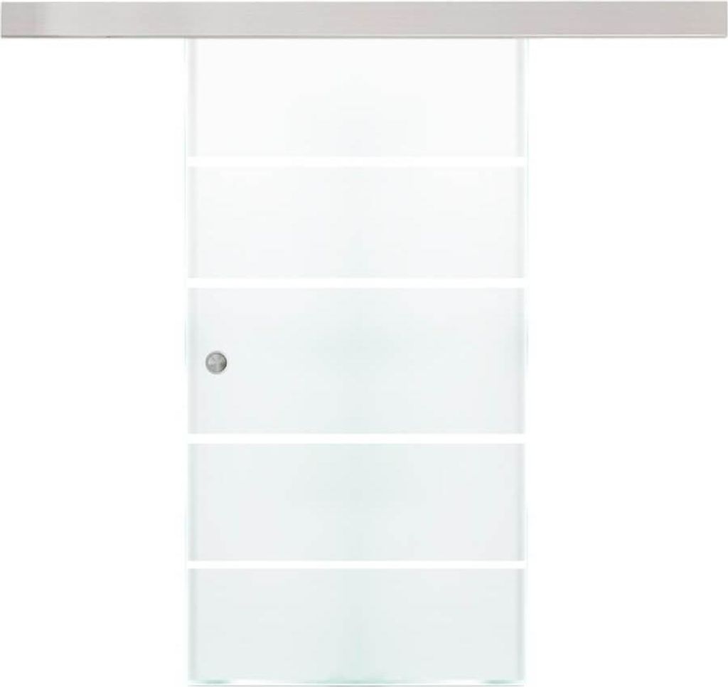HOME DELUXE - Glasschiebetür SIRENA - Milchglas mit Streifen - 205 x 90 cm, inkl. Gleitschiene und Zubehör I Glastür Wohnungstür Innentür