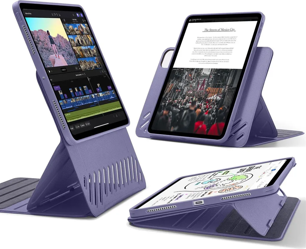 Housse de Protection iPad Pro 11 2024 avec Support Ajustable Violet