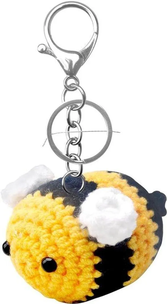 Porte-clés crocheté jaune 8 cm - Coton doux et design artisanal unique