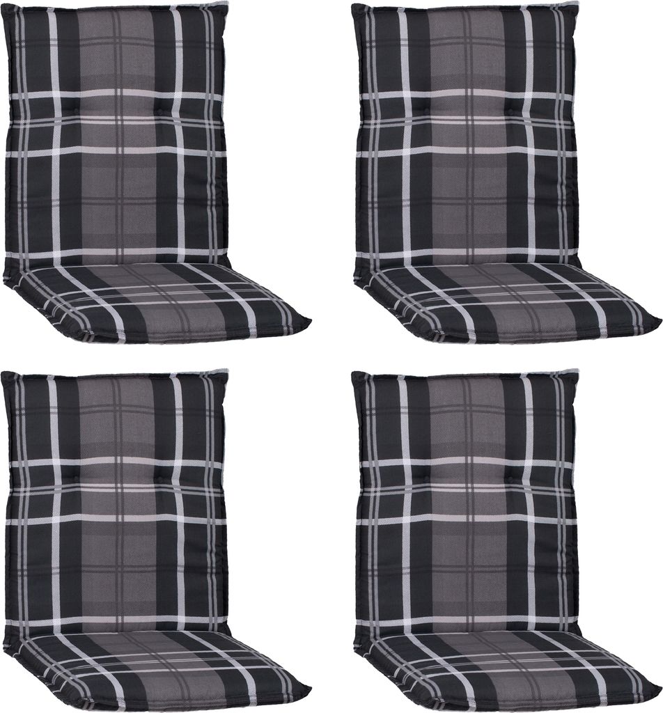 NYVI Gartenstuhl Auflagen Niedriglehner 4er Set Barcelona - UV-Beständig, Atmungsaktiv, Strapazierfähig - Niedriglehnerauflagen Outdoor - Sitzauf...