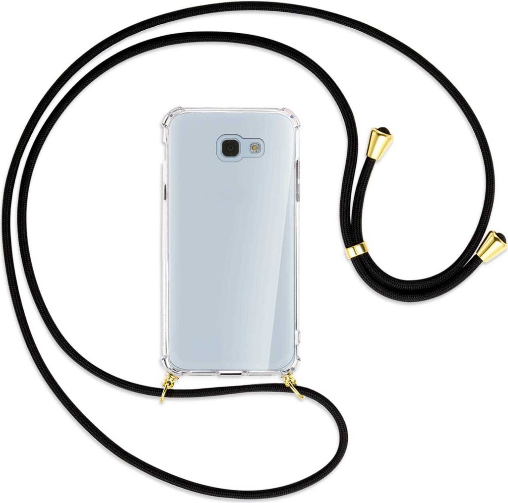 Handykette Backcover-Schutzhülle mit Band (Metall goldfarben) für Samsung Galaxy A5 2017 - schwarz