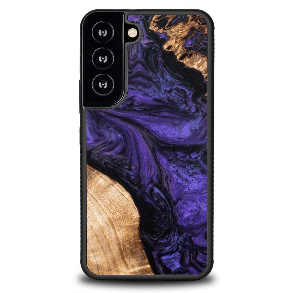 Bewood Und Harz Etui Für Samsung Galaxy S22 Bewood Einzigartig Violett - Violett Und Schwarz