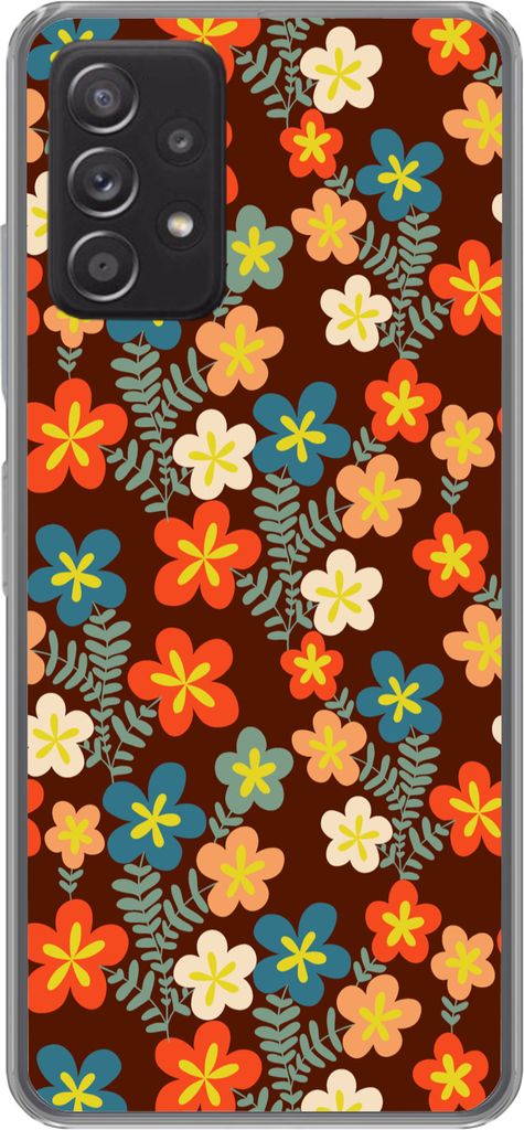 MuchoWow Handyhülle Schutzhülle Hülle für Telefoonhoesje Samsung galaxy a73 Retro - Muster - Blumen - 1970er Jahre Silikon Softcase Handy Hü...