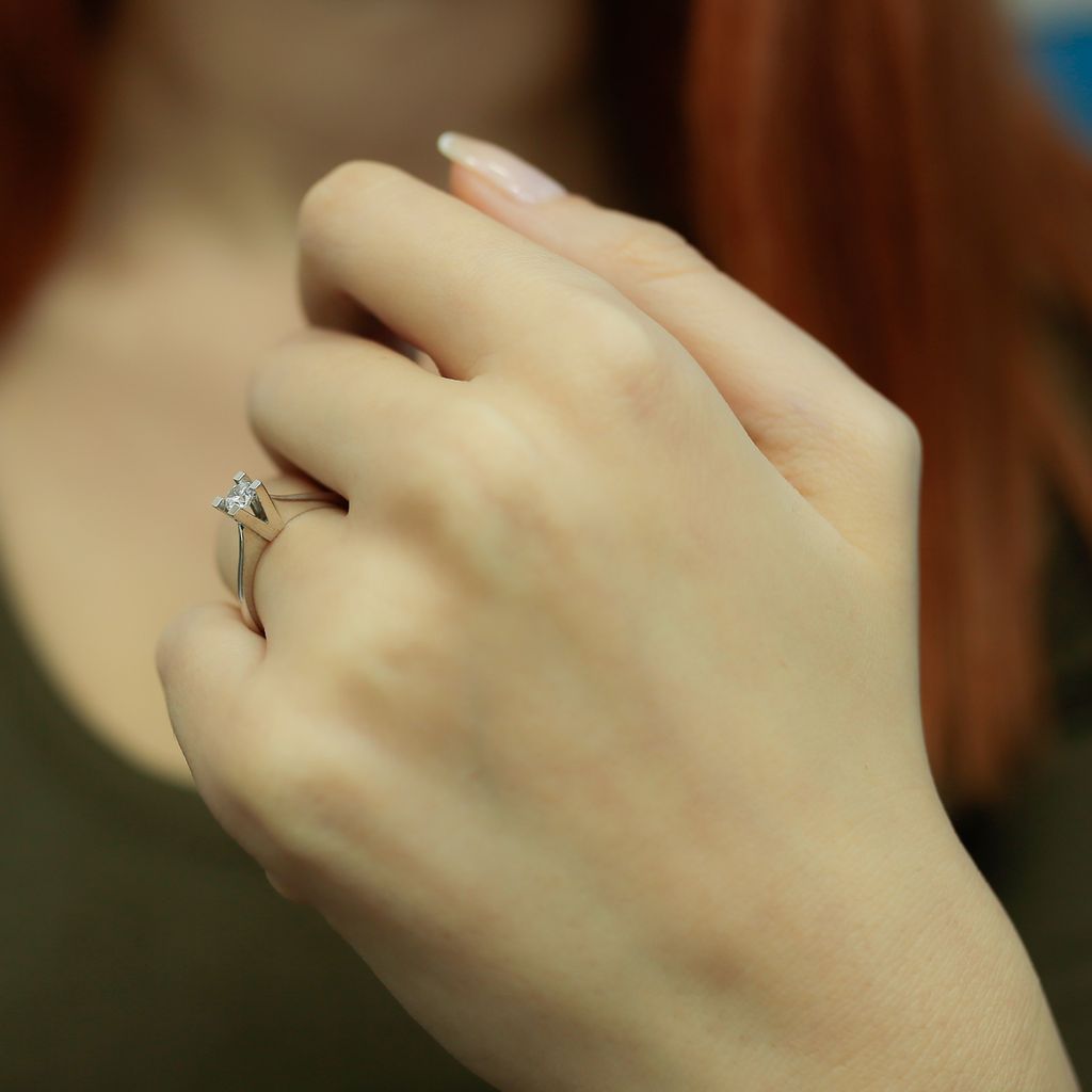 0,26 Carat Diamant Solitär Ring Meisterwerk 14 Karat Weißgold