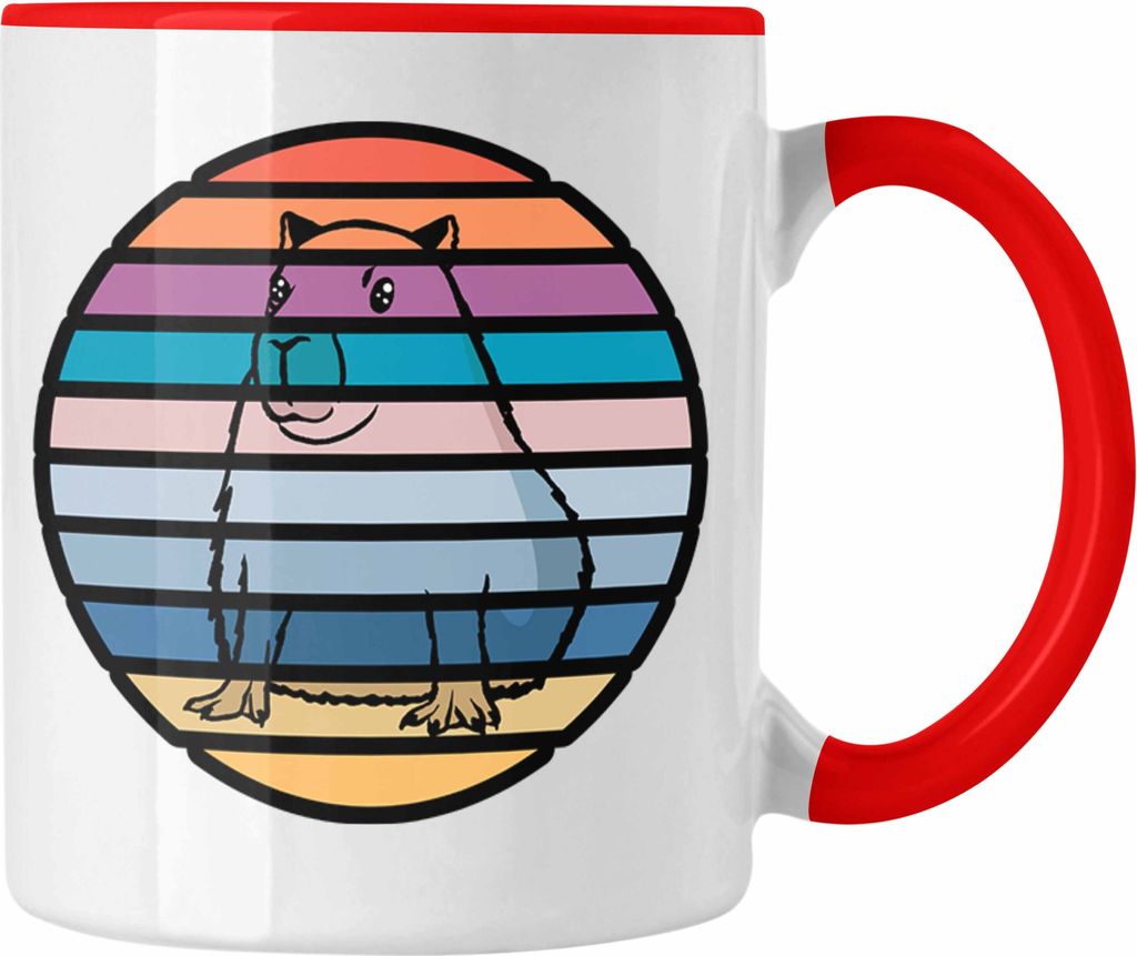 Trendation - Tasse mit Capybara-Motiv Geschenk für Capybara Liebhaber Geschenkidee (Rot)