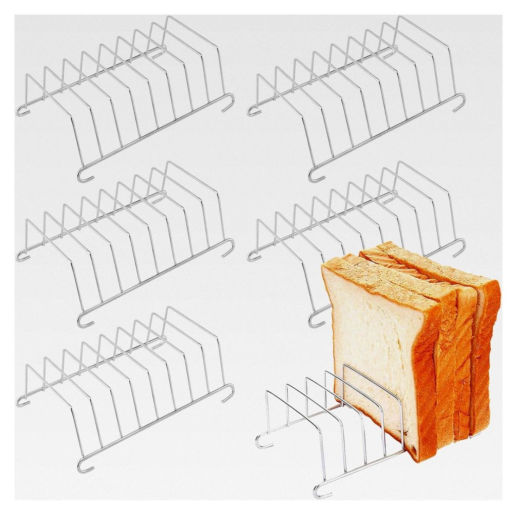 6 Stück Edelstahl Toasthalter für Heißluftfritteuse, 8 Scheiben Toasthalter, Abkühlgitter für Toastbrot, 14,8 x 10 x 4 cm