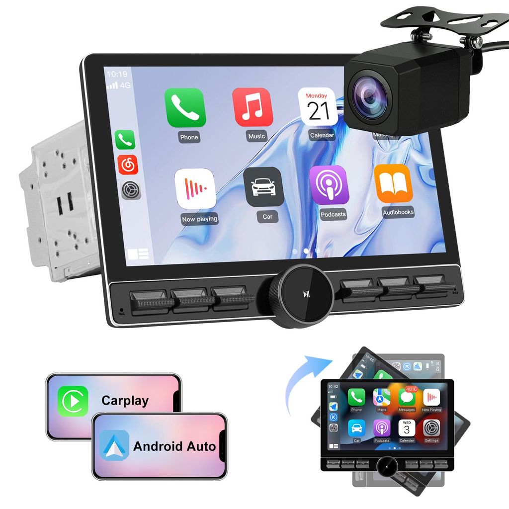 2Din Android Radio 180° drehbar für Opel VW Audi BMW Fiat Ducato Navigation Bluetooth Carplay