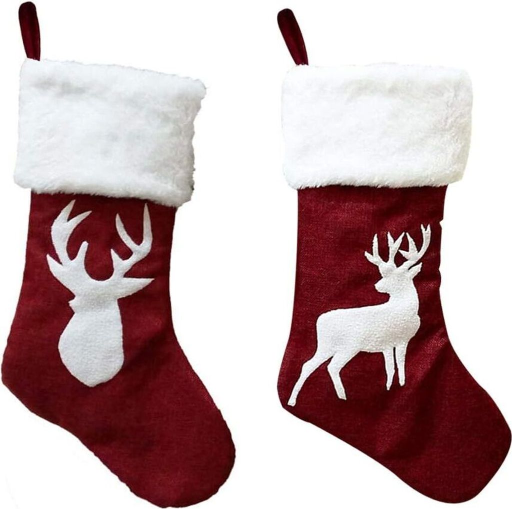 Große Weihnachtsstrümpfe – 2 Stück Nikolausstiefel für Geschenk, Dekoration, Santa, Schneemann, für Party und Neujahr