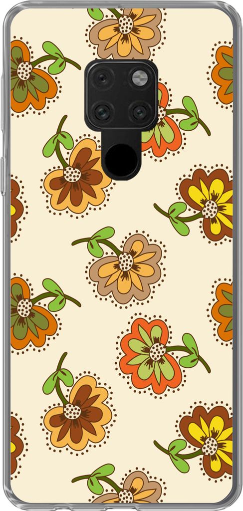 MuchoWow Handyhülle Schutzhülle Hülle für Telefoonhoesje Huawei P40 Lite Design - Blumen - Retro - Vintage Silikon Softcase Handy Hülle - Handy