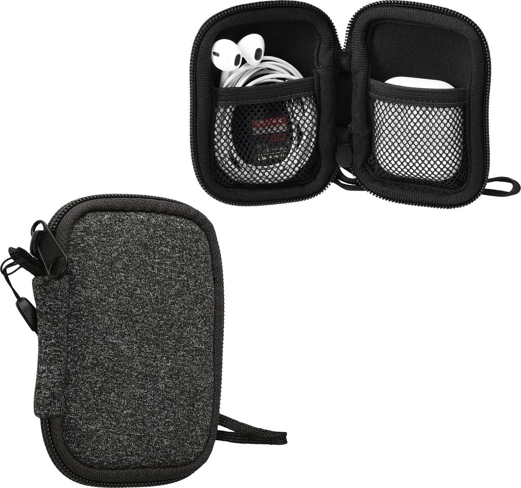 kwmobile In-Ear Kopfhörer Tasche kompatibel mit in-ear Headphones - Hülle Neopren Cover Case - 6 x 9 cm Innenmaße - Etui in Anthrazit Weiß