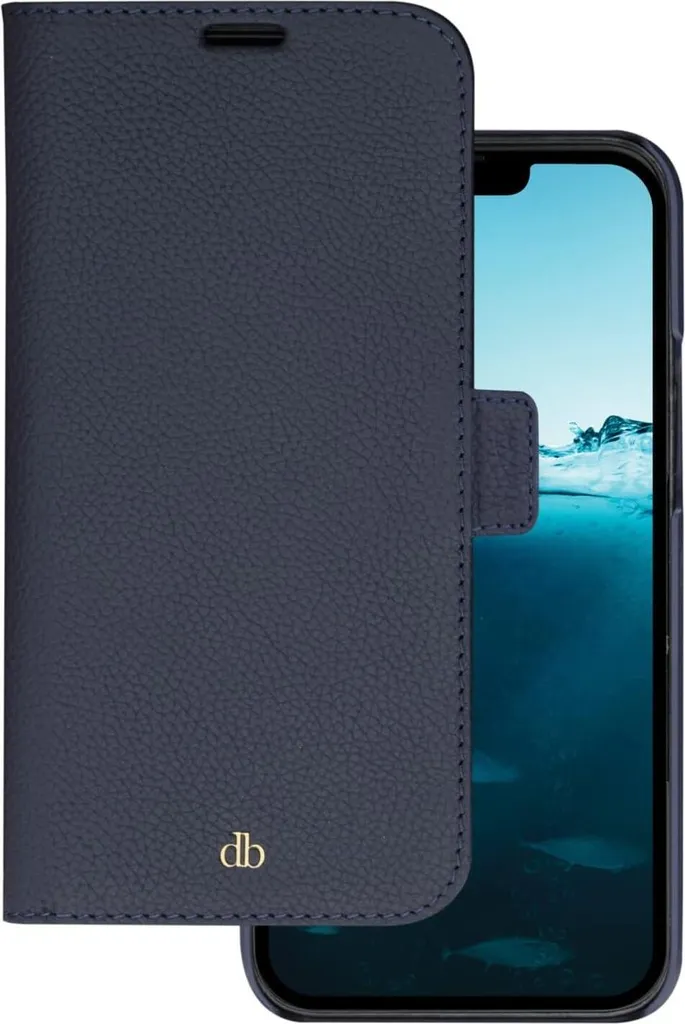 Protection iPhone 14 Plus cuir bleu marine : fini l'écran rayé en sac
