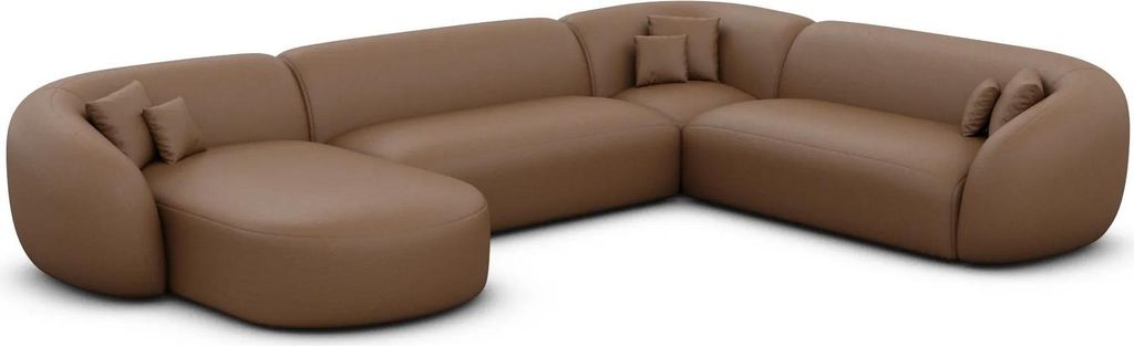 Kunstleder U-Form XXL Wohnlandschaft Gaia Braun Links