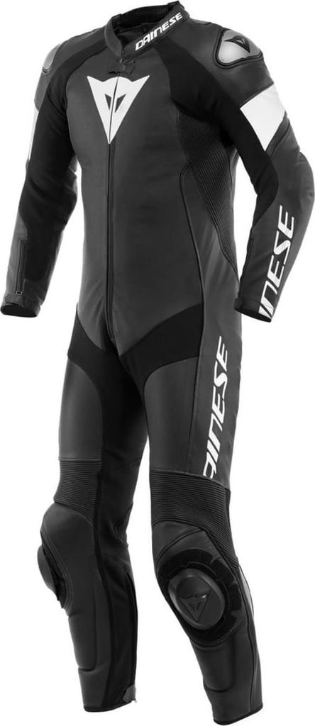 Dainese Tosa 1-Teiler Perforierte Motorrad Lederkombi (Black/White,46)