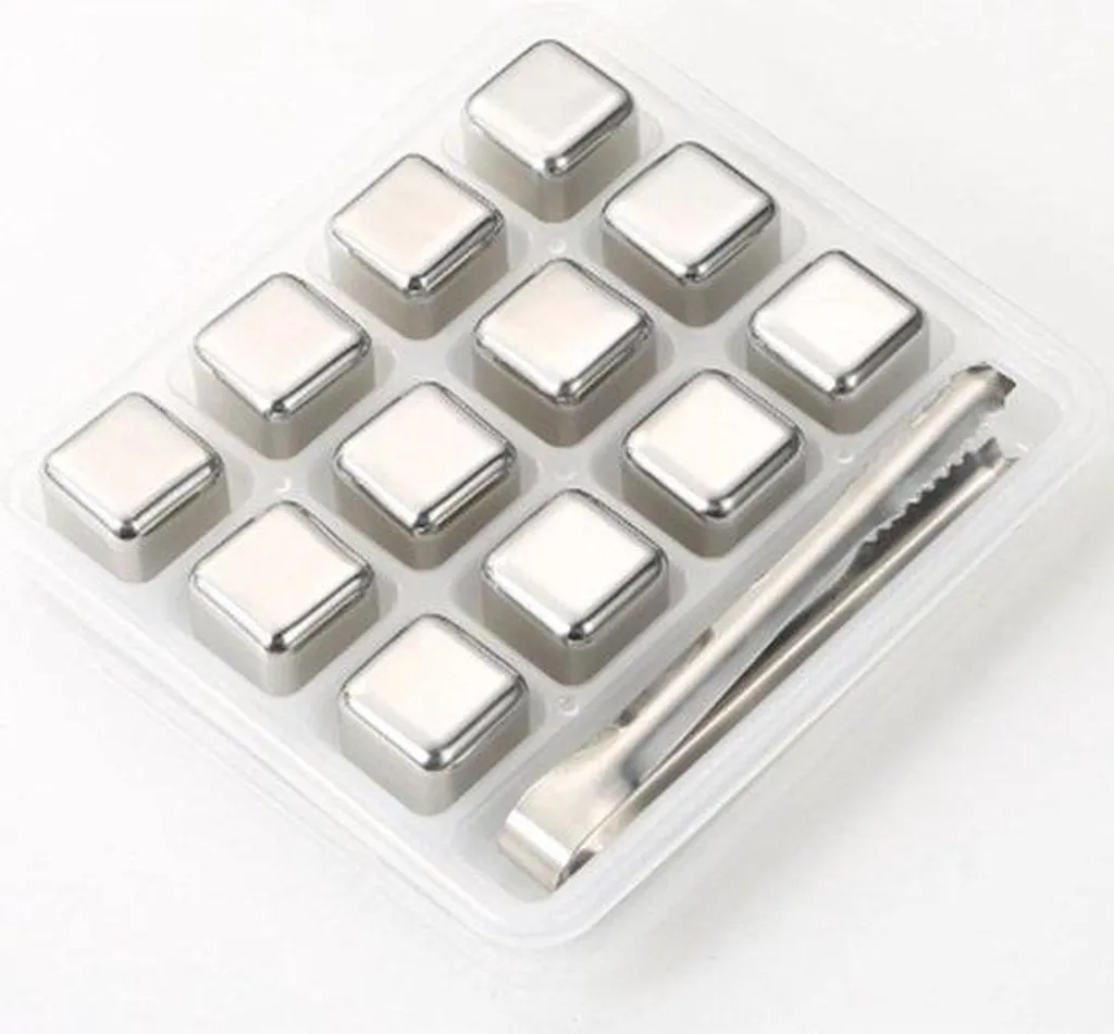 Glaçons inox pour whisky et vin coffret de 12 pièces réutilisables pro