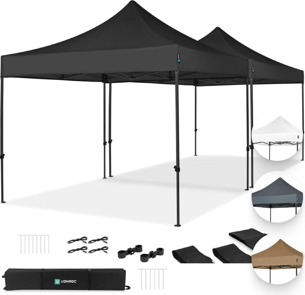 VONROC Pavillon 6x3m wasserdicht stabil - Partyzelt EasyUp System [3Min Aufbau] Popup Faltpavillon modular erweiterbar als Festival Zelt, Gartenpav...