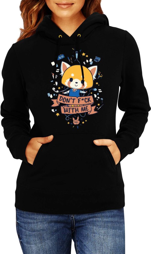 Damen Kapuzenpullover Japan Manga Anime Comics Aggretsuko 01, Lady L / Schwarz