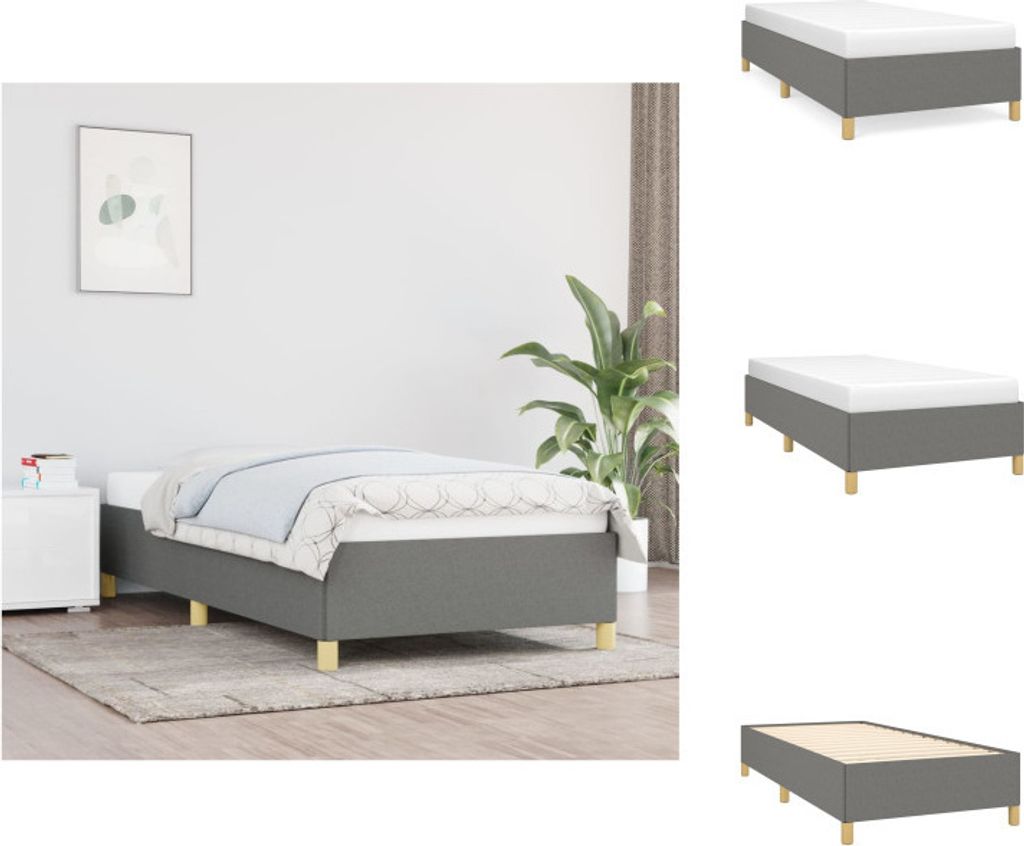 vidaXL Bettgestell Dunkelgrau 80x200 cm Stoff - Betten & Bettgestelle