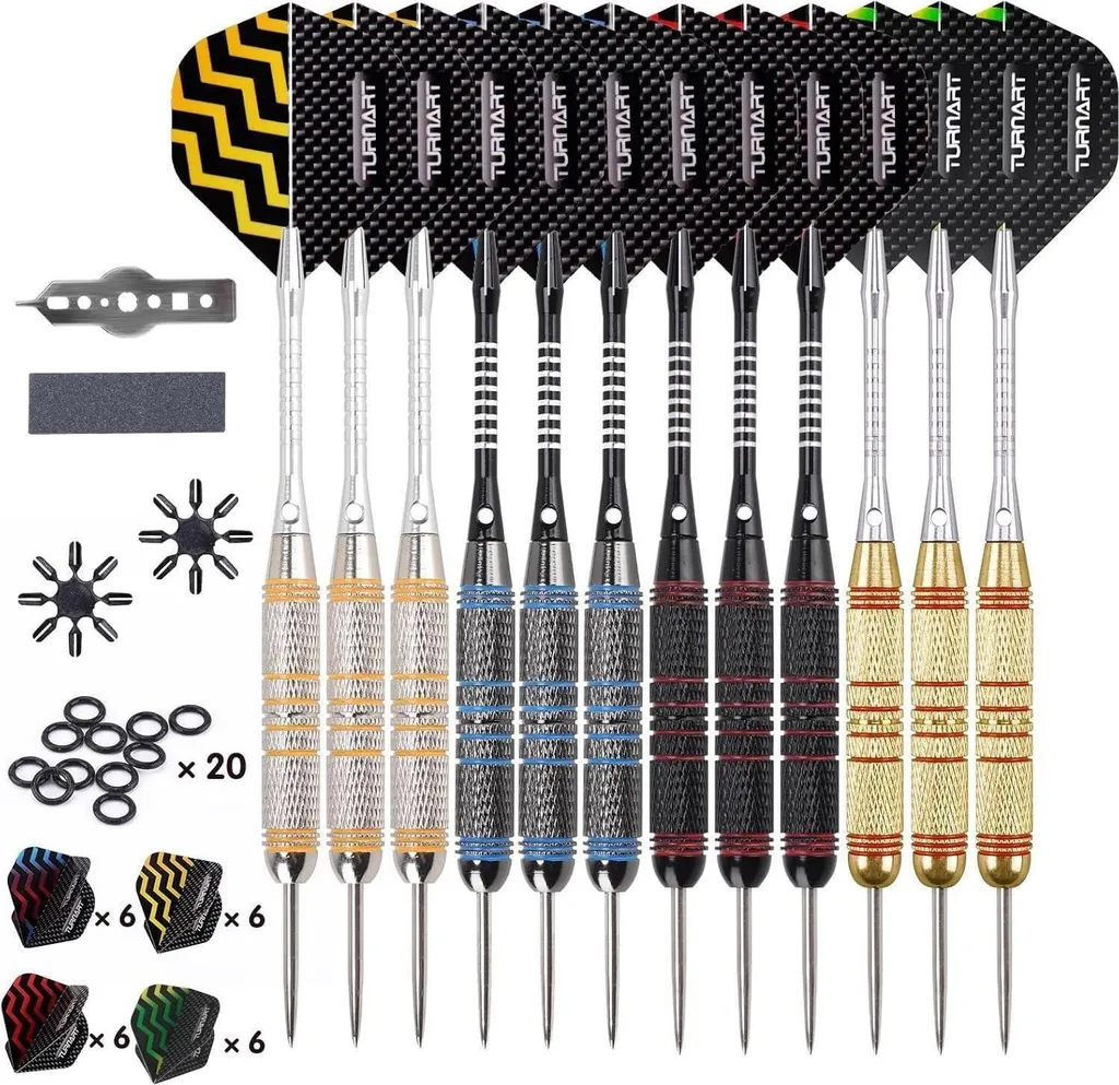 Jeu de 12 fléchettes professionnelles en acier 24g avec pointes métal